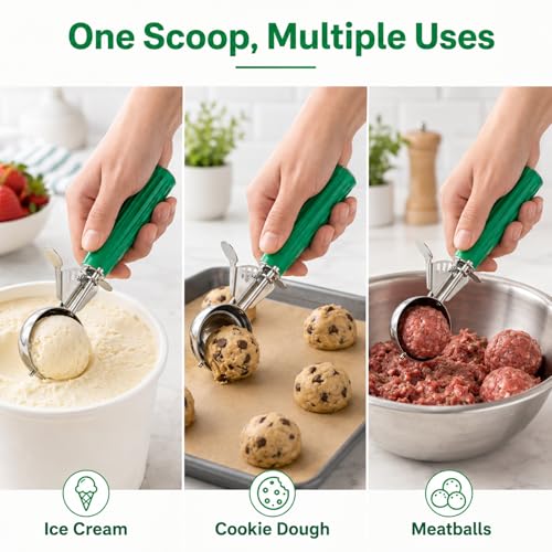 Large Cookie Scoop with Trigger - 2.67 OZ Stainless Steel Ice Cream Scoop