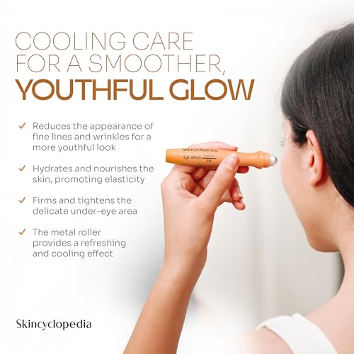 Under Eye Roll-On Serum with Caffeine & Q10 for Dark Circles & Puffiness - Cooling, Hydrating, Anti-Aging