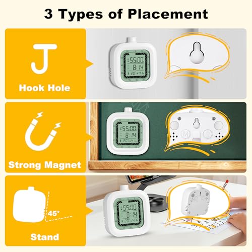 VLEJEARI 4-in-1 Visual Timer with Alarm & Temperature Monitor