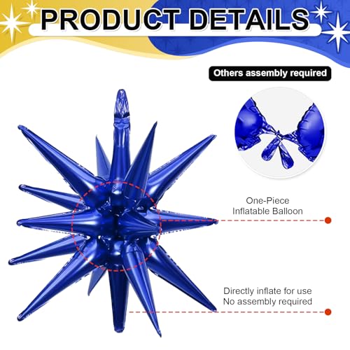 9-Piece Navy Blue & Gold Star Balloons Set - 27" & 22" Mylar Party Decor