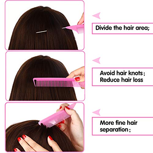 Patelai 6 Pack Pink Parting Combs Set for Braiding & Styling – Salon & Home