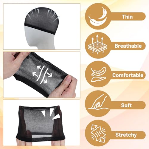 10-Pack Stretchy Wave Caps for Men & Women | Comfortable Black Hairnet