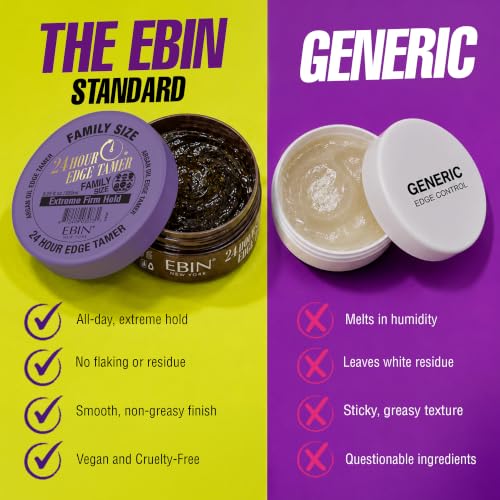 EBIN NEW YORK 24H Edge Tamer - Extreme Firm Hold Gel for All Hair Types, 8.25 Fl Oz