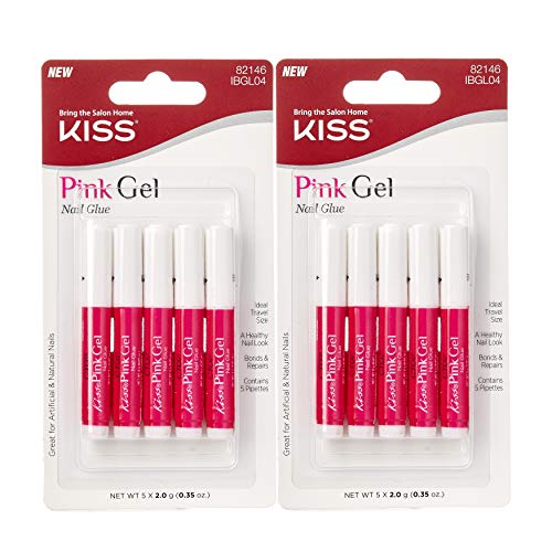 KISS Pink Gel Nail Glue (IBGL04) - 2 Pack for Strong Adhesion