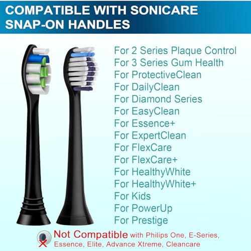 Replacement Brush Heads for Philips Sonicare, 8-Pack Black Value Combo