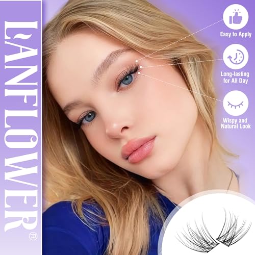 LANFLOWER G Natural Lash Clusters Kit - Wispy C Curved Eyelash Extensions