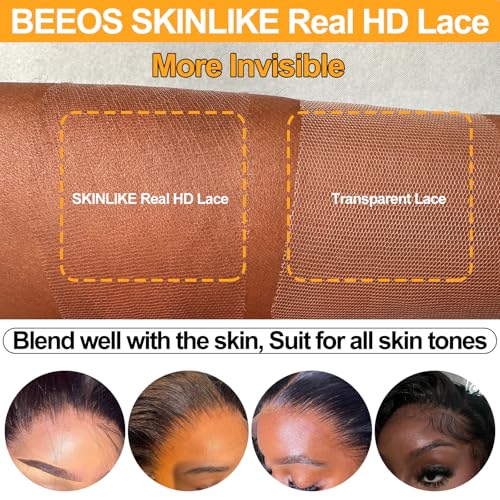 BEEOS Bleachd Knots 2x6 HD Lace Closure, Pre-Plucked Body Wave 0.01mm Ultra-Thin Invisible SKINLIKE Real HD Lace Human Hair Closure 16 Inch