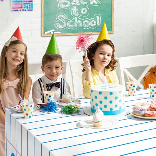 Notebook Paper Plastic Tablecloths - 3 Pack for School Events