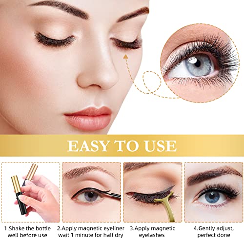 14 Pairs Magnetic Eyelashes Kit with Eyeliner & Tweezers
