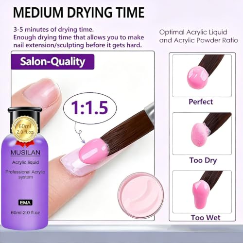 MUSILAN 6oz Acrylic Nail Monomer Liquid for Natural & Extension Nails