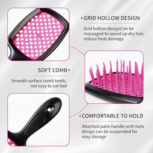 Lixera Detangling Hair Brush Set for Curly, Wet & Dry Hair - Scalp Massage, Heat-Resistant, Durable, 2PCS