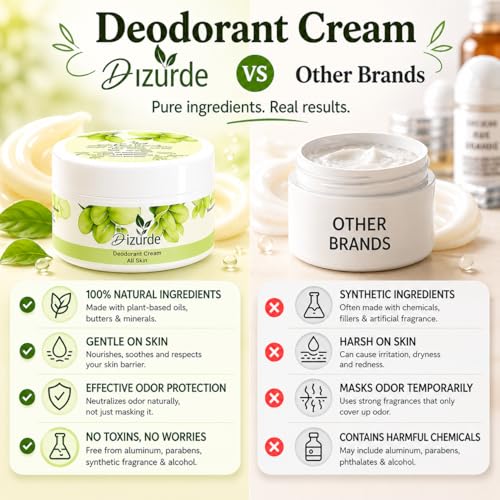 Natural Deodorant Cream for Sensitive Skin | Aluminum-Free & Stain-Free