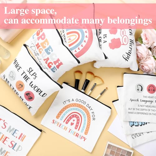 9 Pcs Speech Language Pathologist Gift Bulk Makeup Bags - SLP Travel Organizer