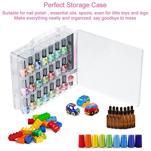 Clear Nail Polish Organizer Case - 48 Bottle Storage with Adjustable Dividers