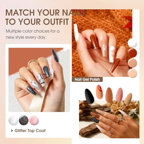 ROSALIND 30pcs Fall Winter Gel Nail Polish Set with Base & Top Coats
