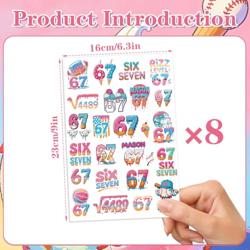 Gameza 6 7 Temporary Tattoos - Over 200 Birthday Party Stickers for Kids, Baseball, Ice Cream Themes