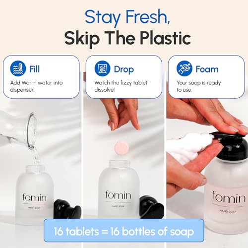 FOMIN 16-Pack Foaming Hand Soap Tablets Refill Variety Pack - Eco-Friendly & Reusable