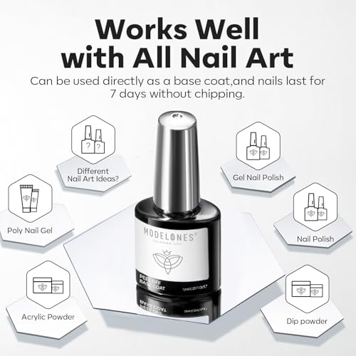 Modelones Gel Base Coat 0.33 Fl Oz Peel Off Quick Dry Non-UV Nail Primer