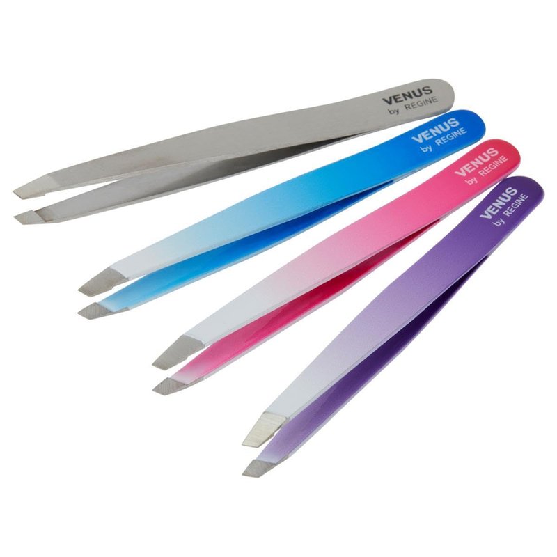 Venus by Regine Slant Tweezers - Handmade Precision Tool for Women & Men, 25-Degree Angle for Shaping Eyebrows & Grooming Facial Contours, Suitable for Eyebrow & Facial Hair Removal (Small Flowers)