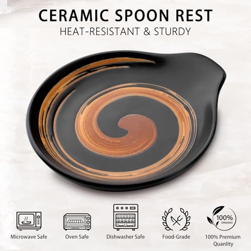 VanlonPro Hand-Painted Ceramic Spoon Rest – 5 Inch Utensil Holder