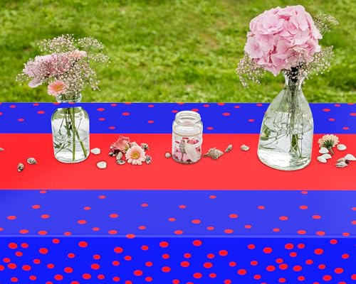 Oudain 3-Pack Waterproof Red Polka Dot Tablecloths, 54" x 108"