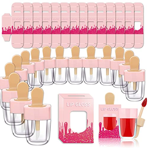 15 Pack Cute Ice Cream Lip Gloss Tubes with Boxes, 8ml
