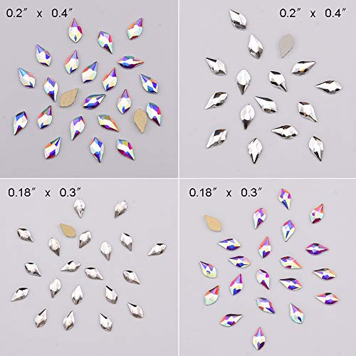 140pcs Flame Shape Glass Nail Rhinestones - 10 Color Flat Back Crystal Set