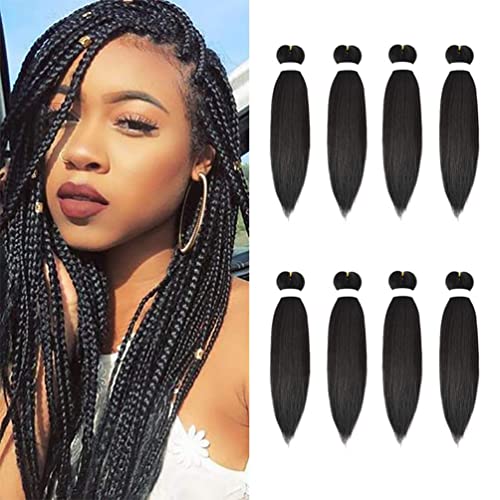 Fairise 16 Inch Black Pre Stretched Braiding Hair - 8 Pack, Yaki Texture, Itch-Free, Easy Install, Perm Yaki Style