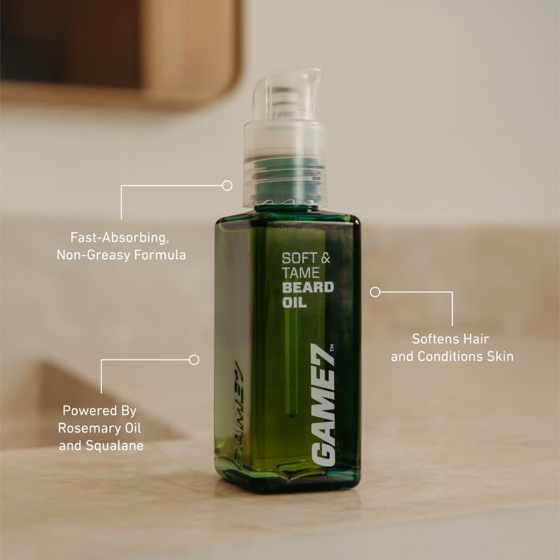 game7 Men's Grooming Beard Oil, Rosemary Oil and Squalane, Fast-Absorbing, Softens Hair