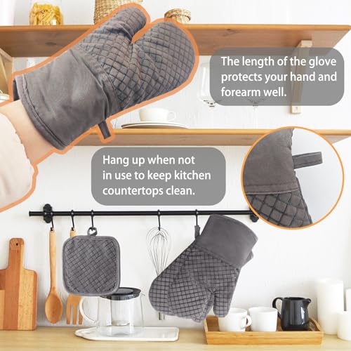 Heat Resistant Oven Mitts & Pot Holders Set - 4 Pcs, 500°F