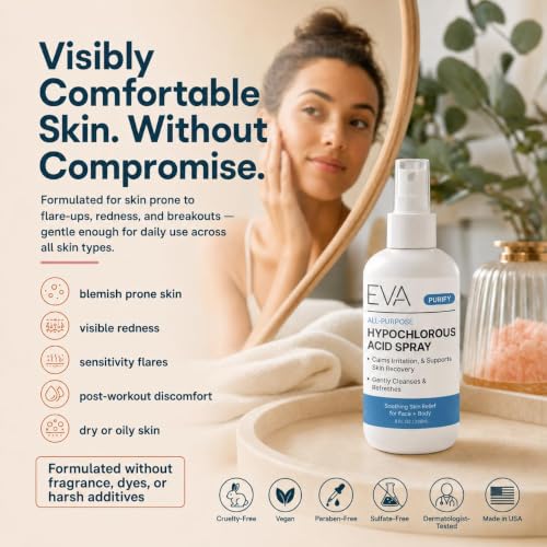 Eva Naturals Hypochlorous Acid Face & Body Mist 8 oz – Hydrating Skin Refresher for All Skin Types
