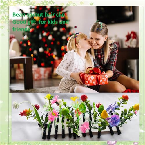 100 Pcs Cute Sprout Hair Clips - Assorted Plant & Flower Barrettes