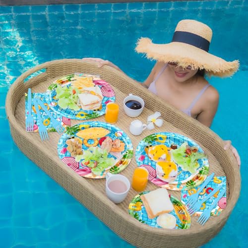 Avezano 96-Piece Pool Party Disposable Plates & Napkins Set for 24 Guests