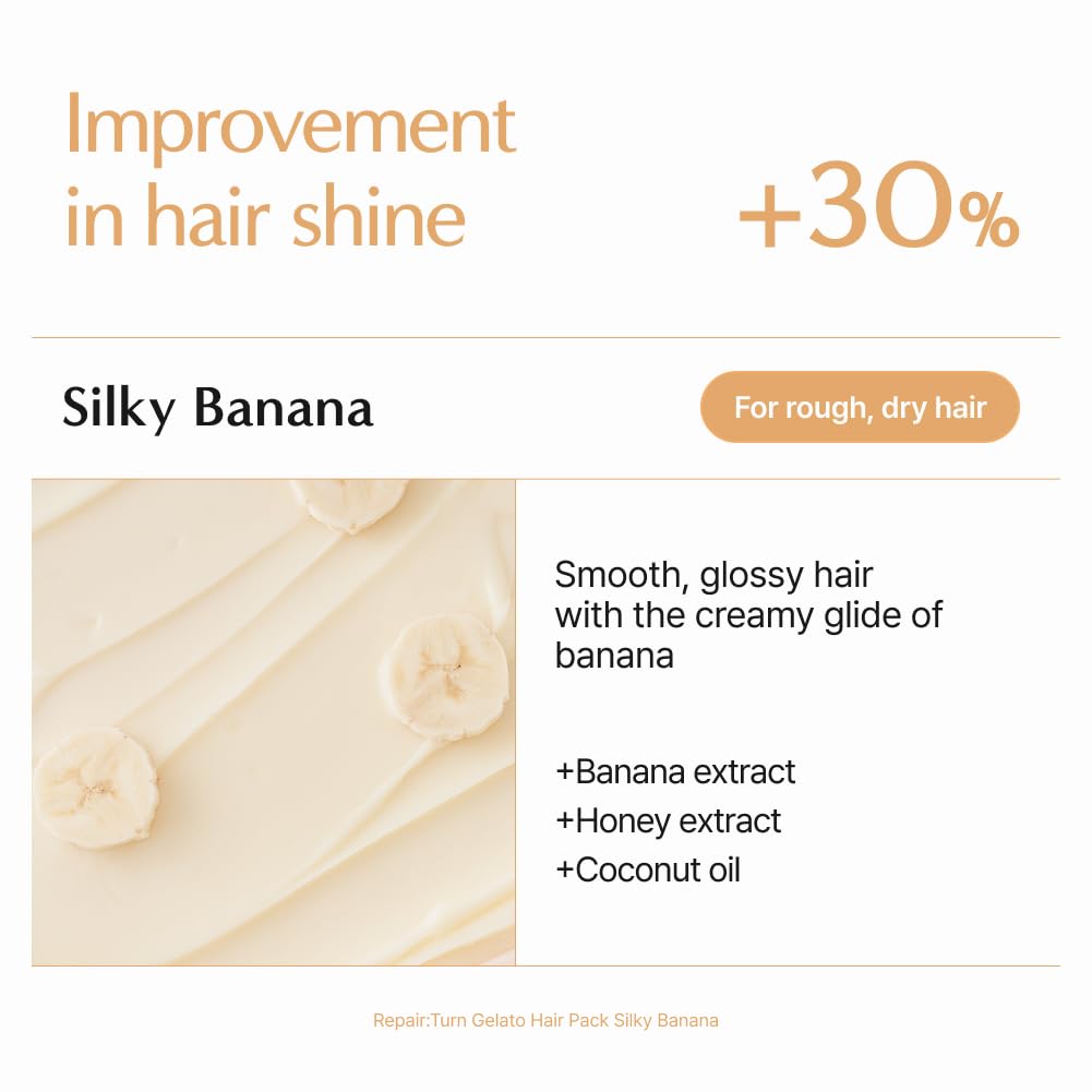 Lilyeve Gelato Hair Pack - Milk, Egg & Protein Hair Repair Mask for Split Ends | Silky Banana 6.76 fl. oz