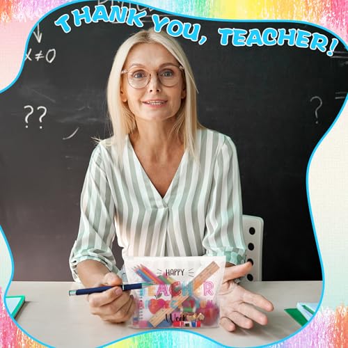 Happy Teacher Week EVA Cosmetic Bag Bulk 100 Pcs - Waterproof Makeup & Toiletry Organizer