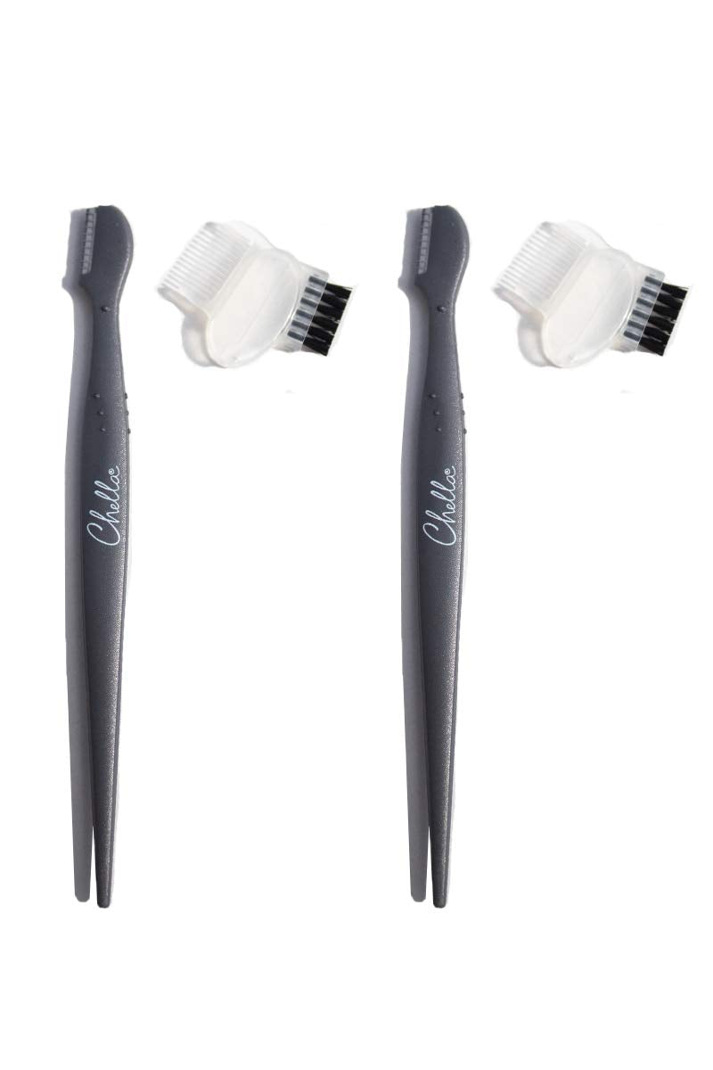 Chella Eyebrow Razor, Brow Razor with Eyebrow Brush and Comb, Pack of 2