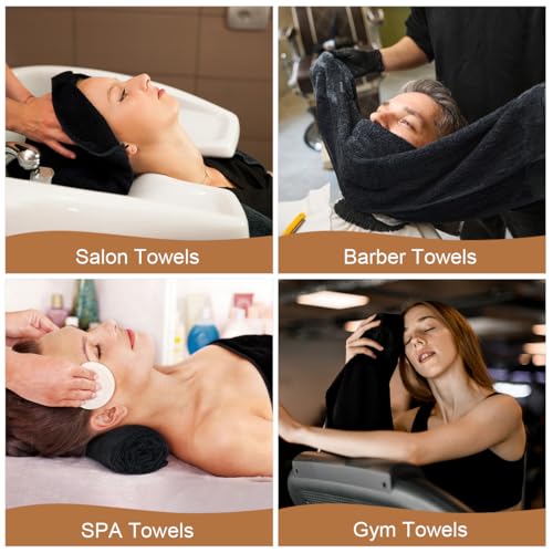 Orighty 2 Pack Black Microfiber Salon Towels - Soft & Absorbent