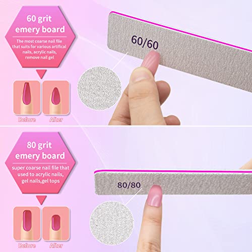 80/80 Grit Nail Files - 50pcs Coarse Square Emery Boards for Acrylic Nails