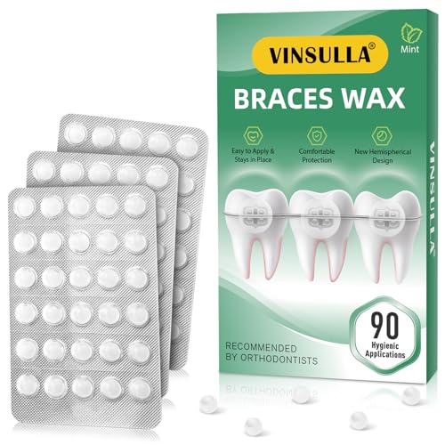 VINSULLA Orthodontic Wax for Braces - Mint Flavor, 90 Count