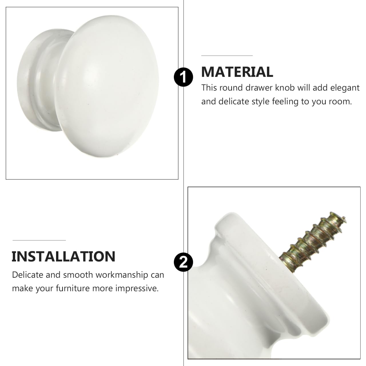 POPETPOP 8 Pcs Self-Tapping Solid Wood Handle, Round Dresser Pulls, Cabinet Knob Pulls for Drawers Wardrobe, Closet, Chinese Door, Jewelry Box