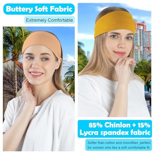 RITOPER Wide Non-Slip Headbands for Women - 10 Pack Soft Yoga Hair Bands