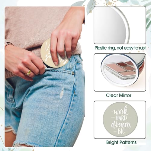 30 Pcs Inspirational Compact Mirrors for Women, 2.76-Inch Portable Bulk Gift