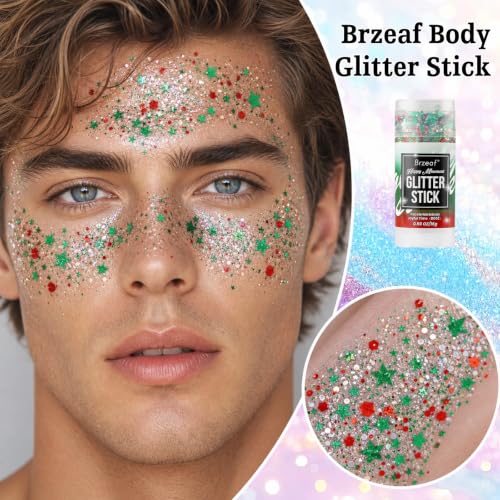 Brzeaf Christmas/Halloween Body Glitter Stick, Shimmery& Long