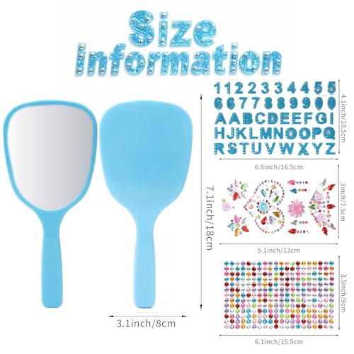 Mini Handheld Mirror Set with Gem Stickers - 6 Pack for Kids