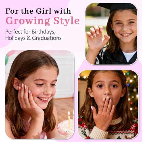 QIEK Colorful Flower Kids Press On Nails - 16 Sizes, Safe & Easy to Apply - A-Colorful Flower