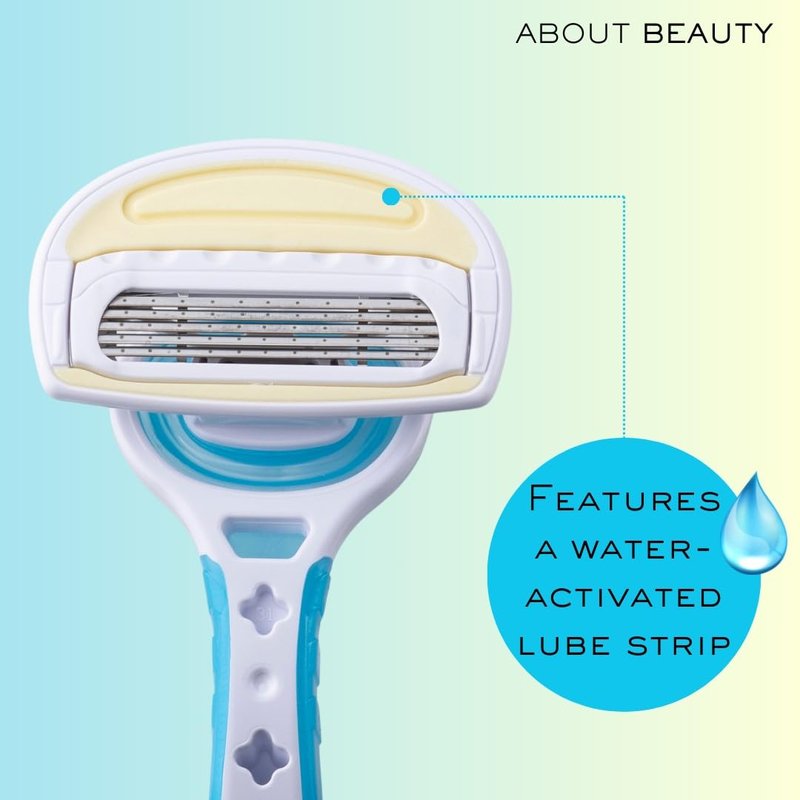 About Beauty 5 Blade Water Activated Disposable Razors, 3 Gentle Beauty Groomers for Hair Removal, Ideal for Shaving and Exfoliating, Japanese Steel Gently Removes Body Hair