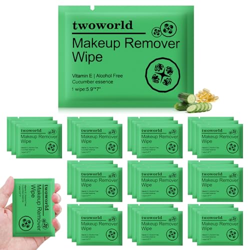Travel Makeup Remover Wipes 100 Count with Cucumber Scent, Individually Wrapped