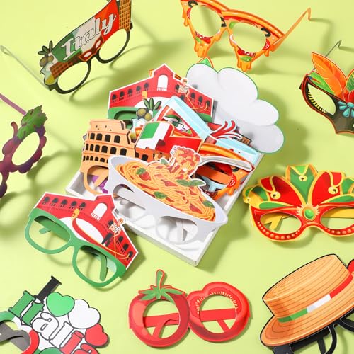 Italian Party Decorations - 32 Pcs Paper Eyeglasses for Themed Events