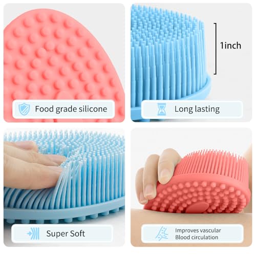 WRNZL 6-Pack Silicone Body Scrubber - Double-Sided Exfoliating Shower Loofah