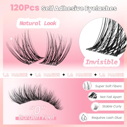 LA MAESII 120Pcs Clear Band Lash Clusters CB133 - Natural Wispy Look